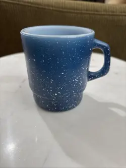 VINTAGE FIRE KING ANCHOR HOCKING BLUE SPECKLED COFFEE MUG CUP