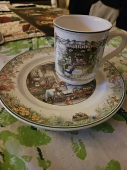 VILLEROY & BOCH VTG 1994 “FOXWOOD TALES” PORCELAIN MUG & SALAD PLATE UNUSED (A)