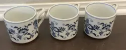 BLUE DANUBE ONION COFFEE TEA MUGS MUG SET OF 3 RECTANGULAR MARK 3 INCH VINTAGE