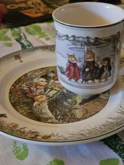 VILLEROY & BOCH VTG 1994 “FOXWOOD TALES” PORCELAIN MUG & SALAD PLATE UNUSED (B)