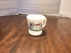 VINTAGE FEDERAL GLASS  MILK GLASS COFFEE MUG FUNNY
