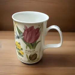 ROY KIRKHAM MUG BONE CHINA FLORA BOTANICA MADE IN ENGLAND - VINTAGE