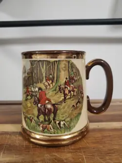 VINTAGE GIBSONS FOX HUNT STAFFORDSHIRE POTTERY MUG ENGLAND