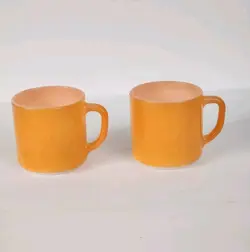 VINTAGE FEDERAL ORANGE MILK GLASS COFFEE CUP MUG D HANDLE HEAT PROOF USA