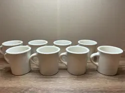 SET OF 8 VINTAGE HOMER LAUGHLIN HLC HEAVY RESTAURANT WARE COFFEE MUGS CUPS USA