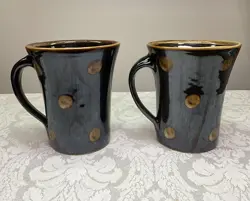 M.A. HADLEY HOT BROWN FLECK DOT 50’S VINTAGE 12OZ COFFEE CUP MUG - SET OF 2 READ