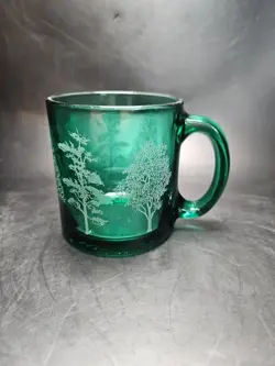 GREEN GLASS ETCHED