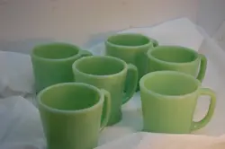 6 VINTAGE FIRE KING JADEITE D MUG COFFEE CUP GREEN JADE