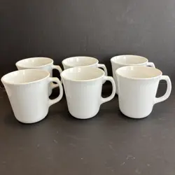 SET OF 6 CORNING USA VINTAGE WINTER FROST WHITE COFFEE MUGS/TEA CUPS D HANDLE