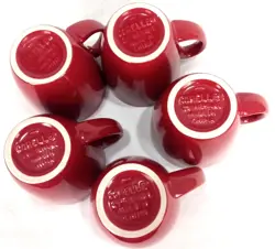 CORELLE COORDINATES RED STONEWARE COFFEE MUGS CUPS SET OF 5 VINTAGE 