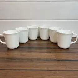 (6) CORNING WINTER FROST WHITE MUGS, VINTAGE