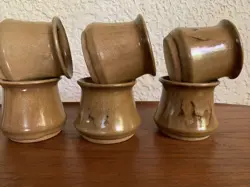 VTG HANDMADE STUDIO ART POTTERY CERAMIC COFFEE TEA CUPS MUGS SET 6 SIGNED