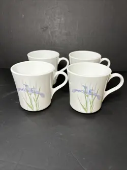 SET OF 4 CORNING WARE CORELLE SHADOW IRIS COFFEE TEA CUPS USA VINTAGE