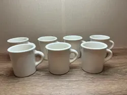 SET OF 7 VINTAGE HOMER LAUGHLIN HLC HEAVY RESTAURANT WARE COFFEE MUGS CUPS USA