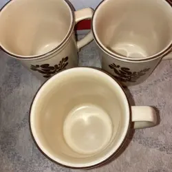 VINTAGE PFALTZGRAFF VILLAGE STONEWARE DINNERWARE 3 COFFEE TEA MUGS BROWN TAN