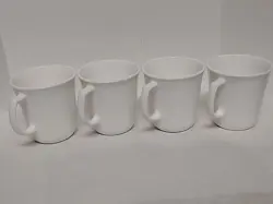 VINTAGE CORNING WINTER FROST WHITE COFFEE/TEA MUGS D HANDLE SET OF 4 #O
