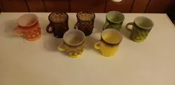 VTG FIRE KING ANCHOR HOCKING KIMBERLY DIAMOND MUGS COFFEE CUPS ASSORTED COLORS 7