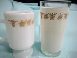 VINTAGE CORNING  CORELLE BUTTERFLY GOLD PEDESTAL FOOTED MUG, CUP & GLASS