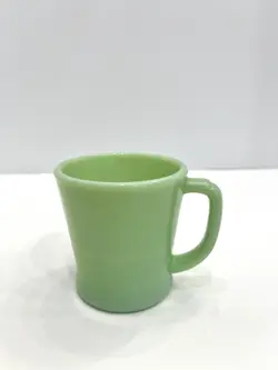 FIRE KING JADEITE GREEN D HANDLE COFFEE MUG CUP OVEN WARE GLASS USA VINTAGE