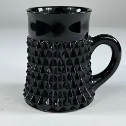 VINTAGE INDIANA GLASS TIARA CAMEO BLACK DIAMOND POINT COFFEE MUG