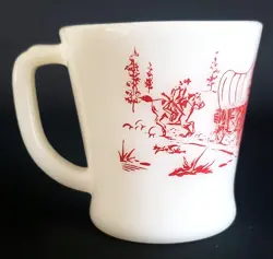 FIRE-KING DAVY CROCKETT ORIGINAL VINTAGE OVEN WARE MILK GLASS FLARE CUP MUG