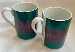 DANSK EMERALD BRAID QUILTING DINNERWARE VINTAGE NWOT COFFEE MUGS- 2