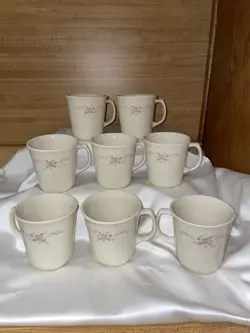 VINTAGE CORNING WARE CORELLE ENGLISH BREAKFAST COFFEE MUGS TEA CUPS SET OF 8