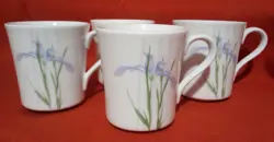 CORNING WARE CORELLE SHADOW IRIS COFFEE/TEA CUPS/MUGS SET  OF 4 VINTAGE