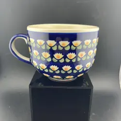 VINTAGE POLISH POTTERY COFFEE MUG CUP