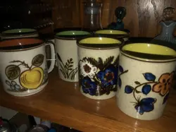 VINTAGE STONEWARE MUG LOT OF 6