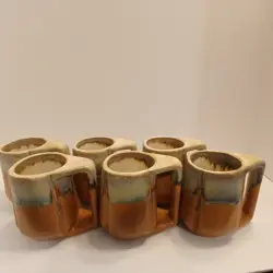 VINTAGE RODOLFO PADILLA DRIP GLAZE MUGS SET OF SIX