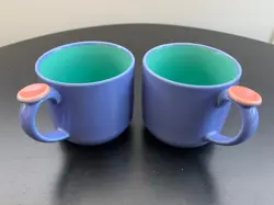 LINDT-STYMEIST COLORWAYS COFFEE THUMBPRINT MUGS PAIR VINTAGE 1980S JAPAN 2 OF 4