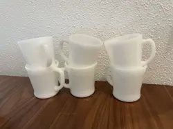 VINTAGE LOT OF 6 FIRE KING COFFEE CUP MUGS WHITE MILK GLASS 