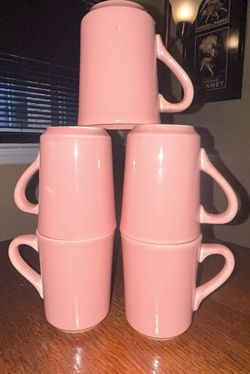 SET OF 5 - VINTAGE HOMER LAUGHLIN HLC HEAVY RESTAURANT WARE COFFEE MUGS CUPS USA