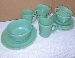 JADEITE DISHES CUPS