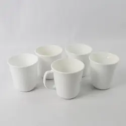 LOT OF 5 VINTAGE CORNING WARE COFFEE MUGS SOLID WHITE