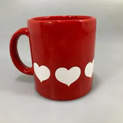 WAECHTERSBACH RED WHITE HEART COFFEE TEA MUG CUP 10 OZ VINTAGE W GERMANY
