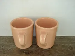 SET OF 2 VINTAGE HOMER LAUGHLIN HLC HEAVY RESTAURANT WARE COFFEE MUGS CUPS USA