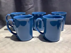 VINTAGE CORNING BLUE COFFEE TEA CUP MUG SET OF 5