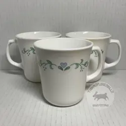 VINTAGE CORELLE CORNING WARE COUNTRY COTTAGE COFFEE MUGS SET OF 3