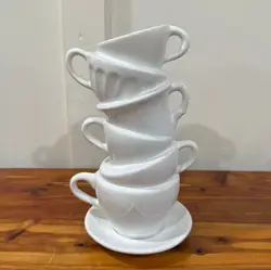 VTG FARVAL WHIMSICAL STACKED MUG PORCELAIN VASE MADE IN PORTUGAL