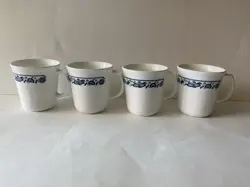 VINTAGE CORNING WARE CORELLE OLD TOWN BLUE COFFEE TEA CUPS MUGS - SET OF 4
