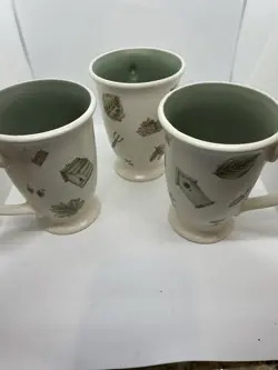 VINTAGE 90S PORTFOLIO PFALTZGRAFF NATUREWOOD FOOTED COFFEE 14OZ MUGS  SET OF 3