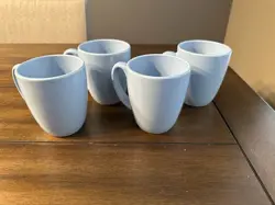 SET OF 4 CORELLE COORDINATES STONEWARE VINTAGE LIGHT BLUE COFFEE MUGS