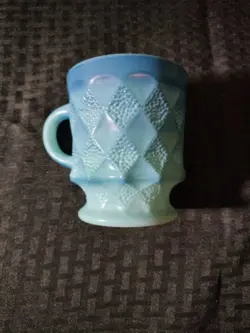 VINTAGE FIRE-KING ANCHOR HOCKING BLUE DIAMOND MUG/CUP