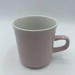 STONEWARE JAPAN COFFEE MUG TEA CUP PALE PINK WHITE HANDLED MID CENTURY VINTAGE 