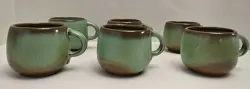 FRANKOMA 4C PRAIRIE GREEN COFFEE CUPS MUGS VINTAGE SET OF 6