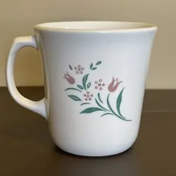 VINTAGE CORELLE CORNING WARE ROSEMARIE PINK TULIP COFFEE CUPS MUG