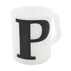 FEDERAL MILK GLASS MUG MONOGRAM INITIAL COFFEE CUP LETTER P VINTAGE RETRO USA