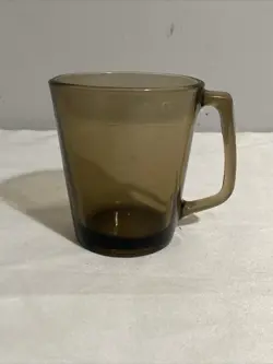 VINTAGE PYREX 1400 SMOKED AMBER GLASS MUG COFFEE CUP  CORNING NY USA